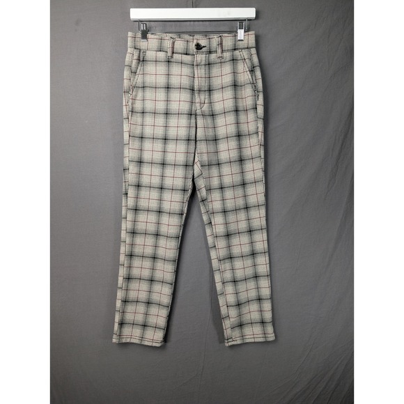 American Eagle Outfitters Pants - American Eagle Plaid Slim Trousers Gray Red Check Stretch Pants 4 Regular